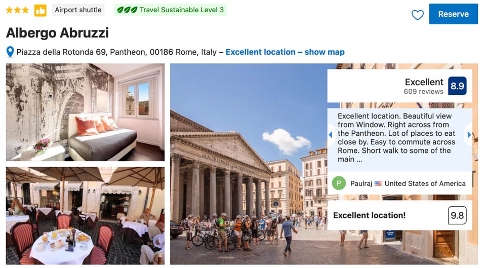 Albergo Abruzzi naprzeciwko Panteonu