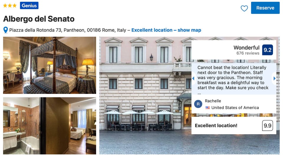 Albergo del Senato obok Panteonu w Rzymie