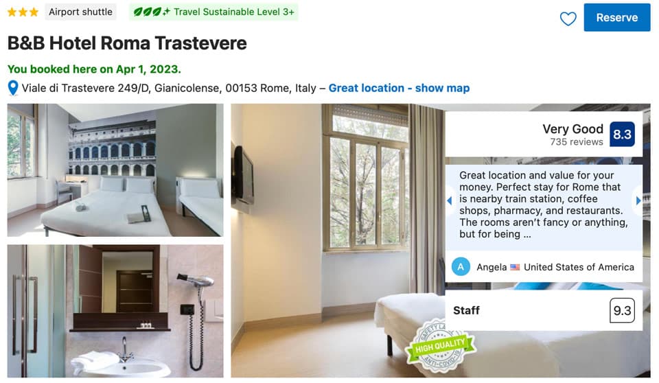 Pokój gościnny w B&B HOTEL Roma Trastevere
