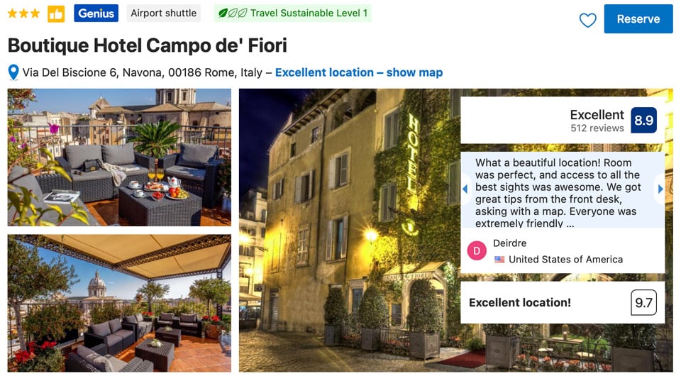 Taras na dachu Boutique Hotel Campo de' Fiori