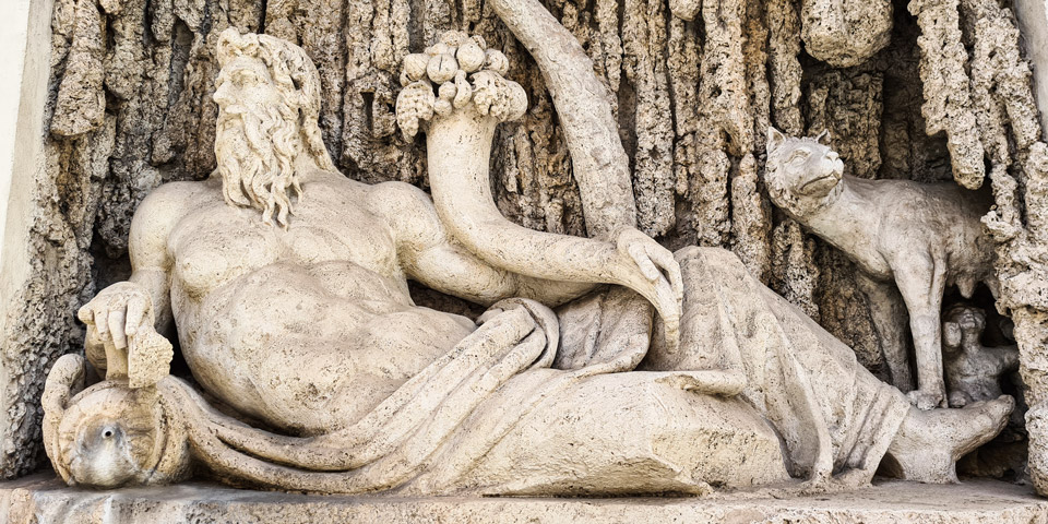 Fontanna Tybru w Rzymie przy San Carlo alle Quattro Fontane Fontanna Tybru w Rzymie przy San Carlo alle Quattro Fontane
