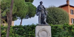Statue of Ciceruacchio with his thirteen-year-old son Lorenzo on the Janiculum in Rome
